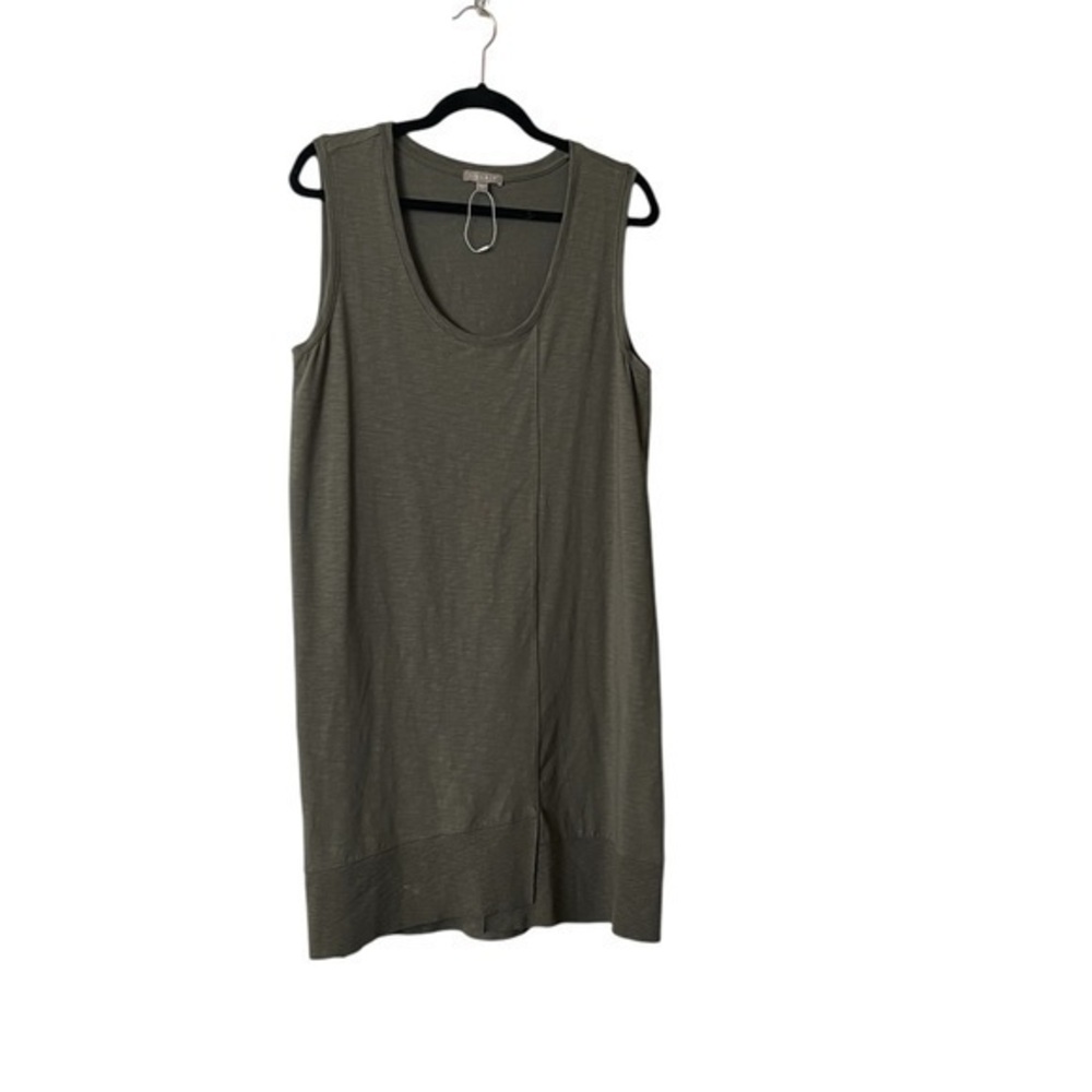 NWOT LILLA P.  Olive Green Knit Offset Seam Tank Dress w/ Ribbed Hem
